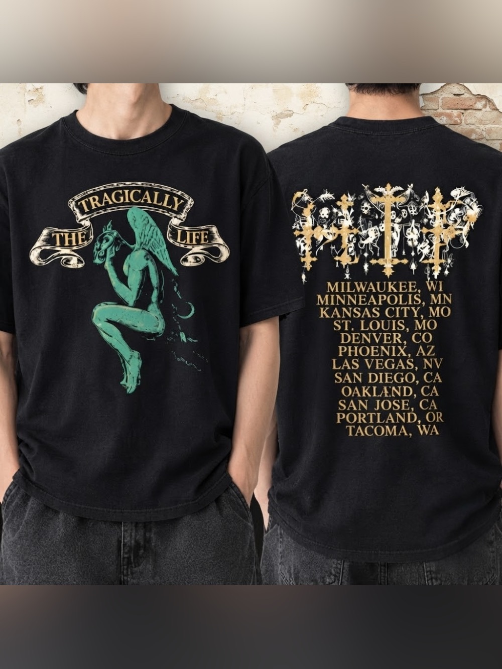 Tragically The Life Tour Dates Milwaukee Minneapolis Kansas City Vintage T-Shirt